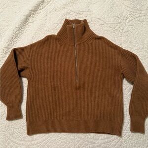 Everlane Brown Half-Zip Sweater